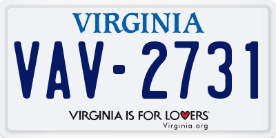 VA license plate VAV2731