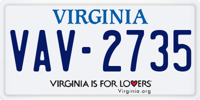 VA license plate VAV2735