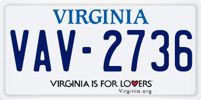 VA license plate VAV2736
