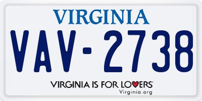 VA license plate VAV2738