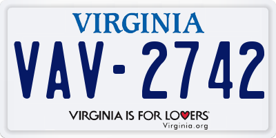 VA license plate VAV2742