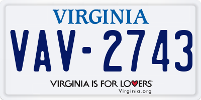 VA license plate VAV2743