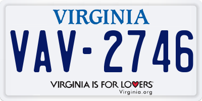 VA license plate VAV2746