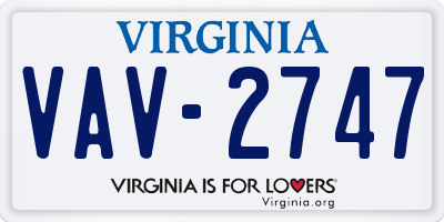 VA license plate VAV2747