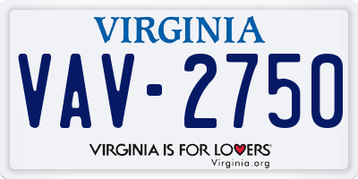 VA license plate VAV2750