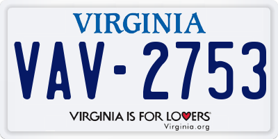 VA license plate VAV2753