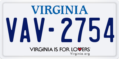 VA license plate VAV2754