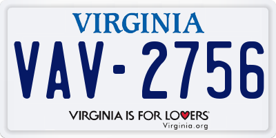 VA license plate VAV2756