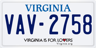 VA license plate VAV2758