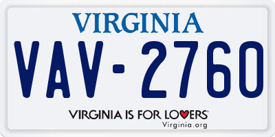 VA license plate VAV2760