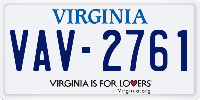 VA license plate VAV2761