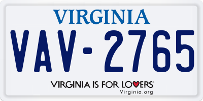 VA license plate VAV2765