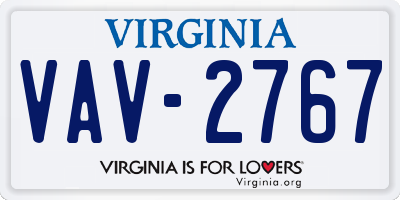 VA license plate VAV2767
