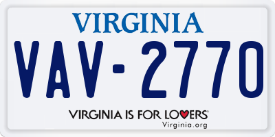 VA license plate VAV2770