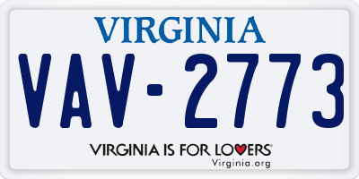 VA license plate VAV2773