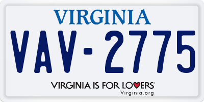VA license plate VAV2775