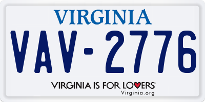 VA license plate VAV2776