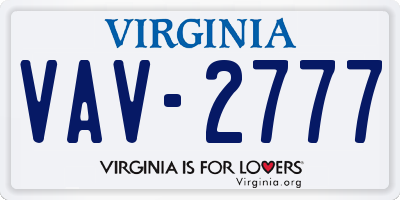 VA license plate VAV2777