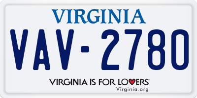 VA license plate VAV2780