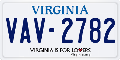 VA license plate VAV2782