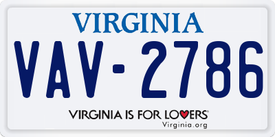 VA license plate VAV2786