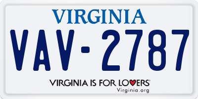 VA license plate VAV2787