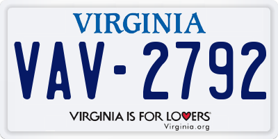 VA license plate VAV2792