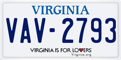 VA license plate VAV2793