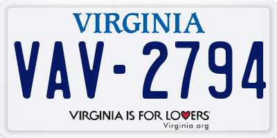 VA license plate VAV2794