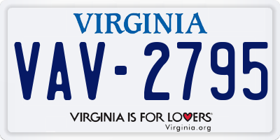 VA license plate VAV2795