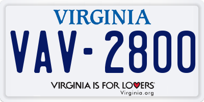 VA license plate VAV2800
