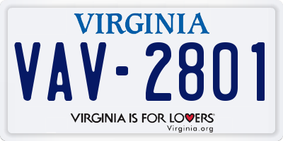 VA license plate VAV2801