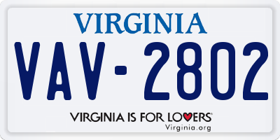 VA license plate VAV2802