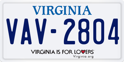VA license plate VAV2804