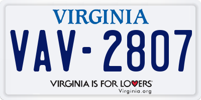 VA license plate VAV2807