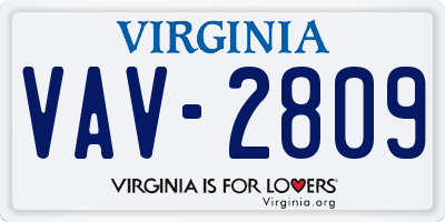 VA license plate VAV2809