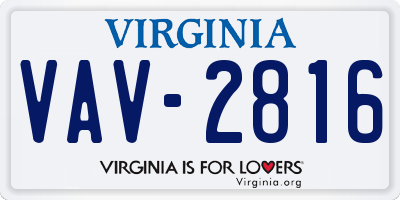 VA license plate VAV2816
