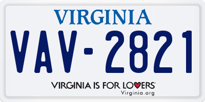 VA license plate VAV2821
