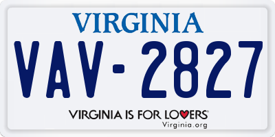 VA license plate VAV2827