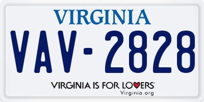 VA license plate VAV2828