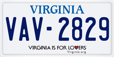 VA license plate VAV2829