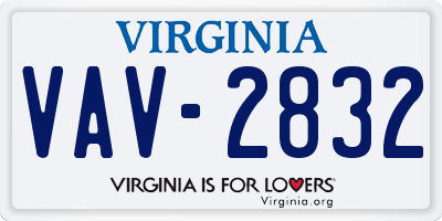 VA license plate VAV2832