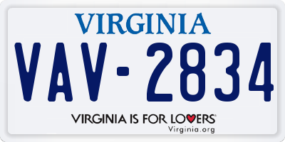 VA license plate VAV2834