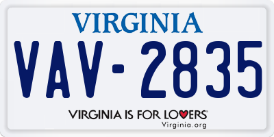 VA license plate VAV2835