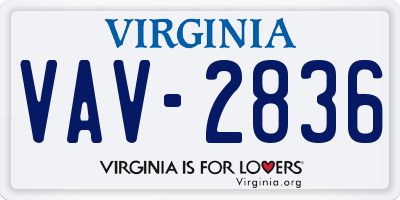 VA license plate VAV2836