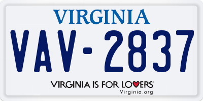 VA license plate VAV2837