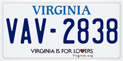 VA license plate VAV2838