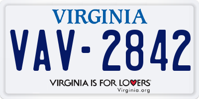 VA license plate VAV2842