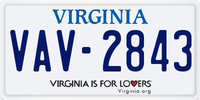 VA license plate VAV2843
