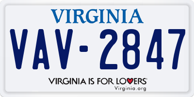 VA license plate VAV2847